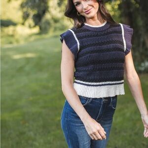 Elan Purple and White Knit Sweater